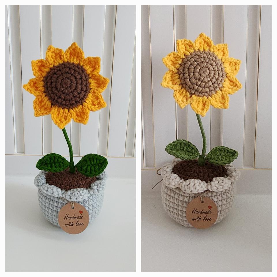 해바라기 뜨개 꽃