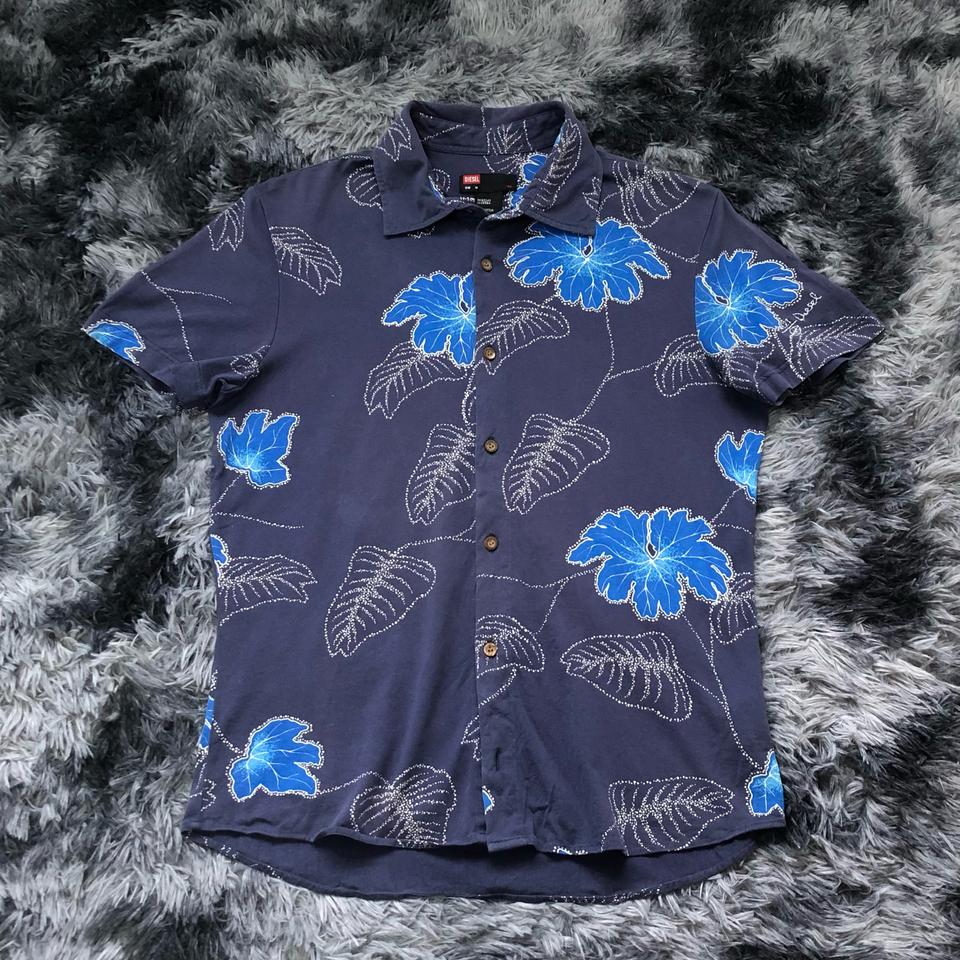 디젤 플라워 패턴 하와이 반팔 셔츠