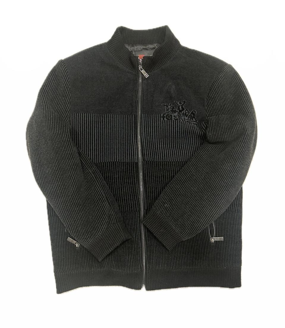 골지 집업 니트 자켓 / 블랙 스트라이프