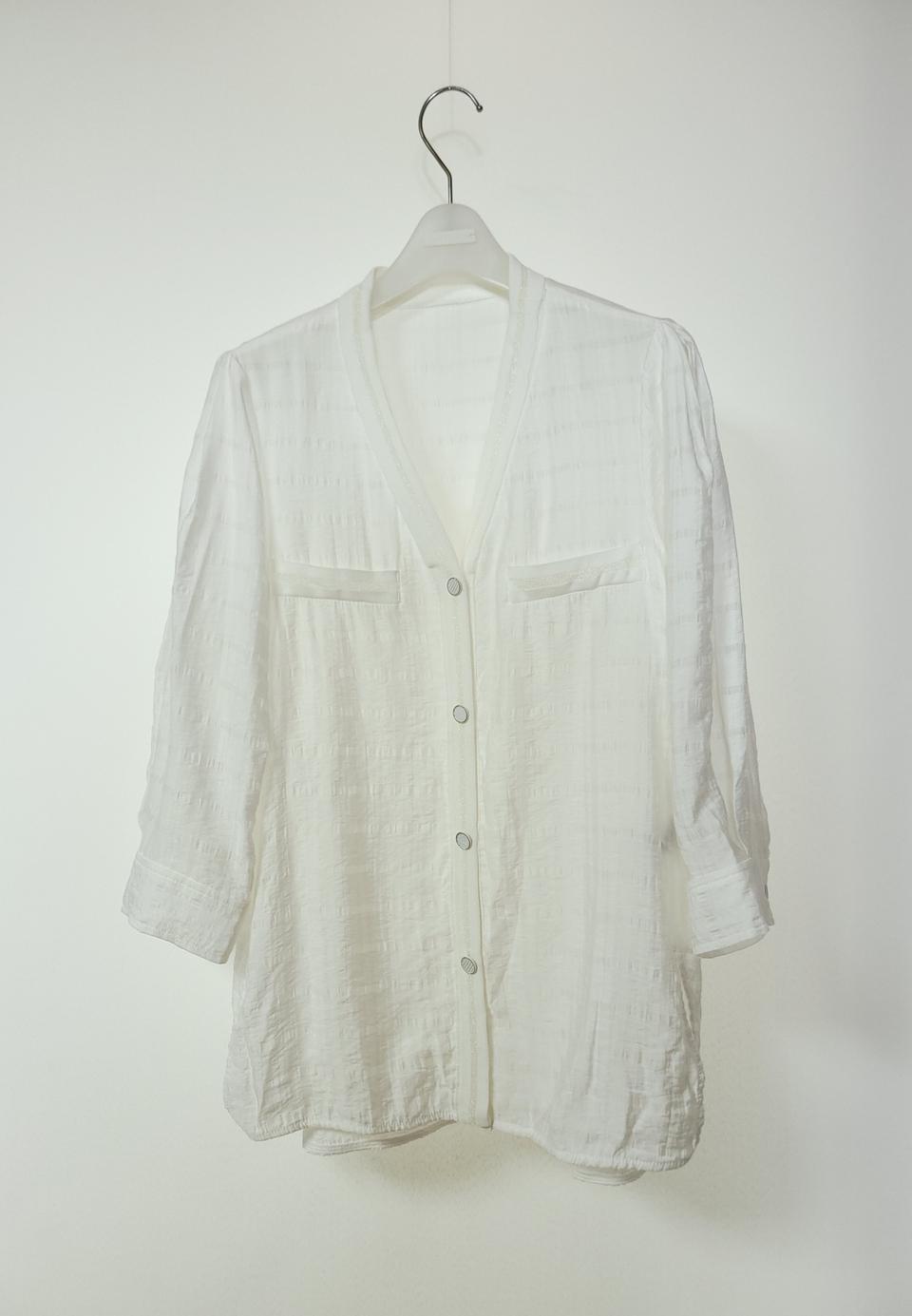 한섬 시스템 20SS 칼라리스 라인 화이트 셔츠 블라우스 44~66