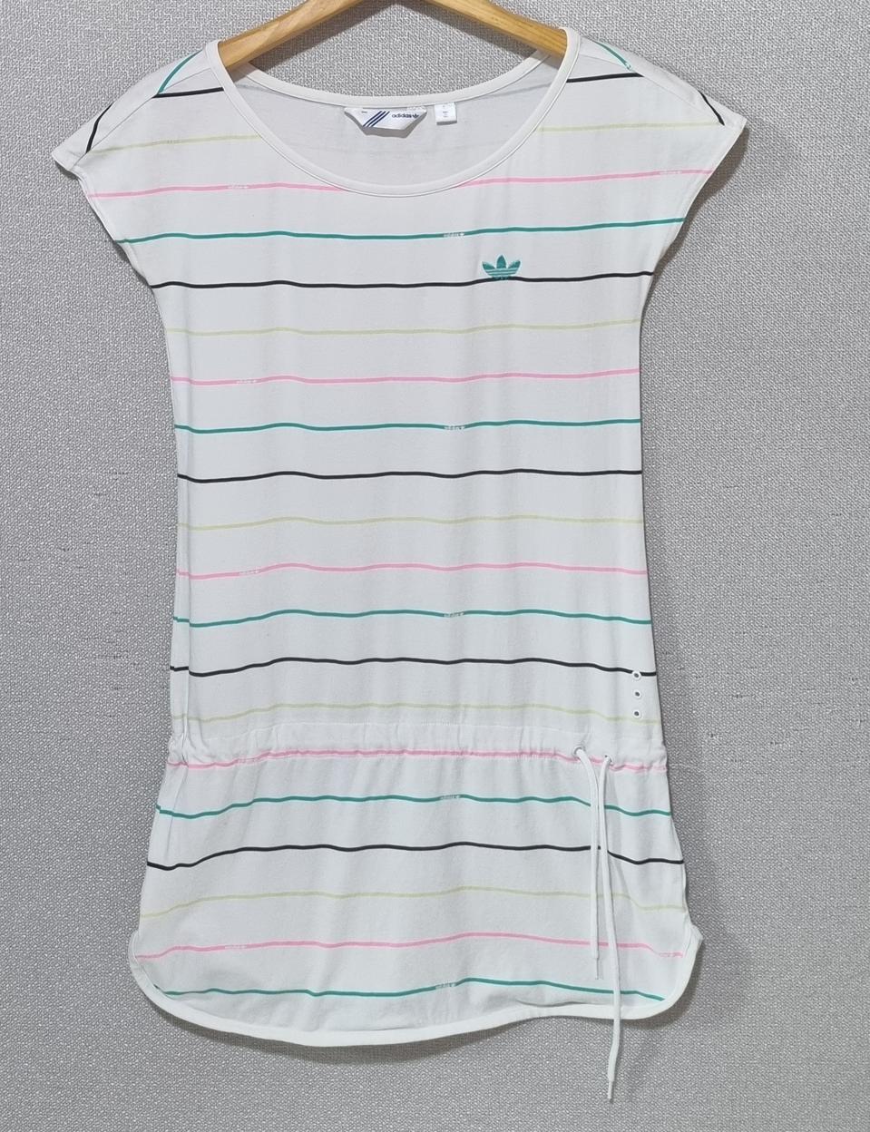 실측 XS (44) 아디다스 스트라이프 반팔 원피스 