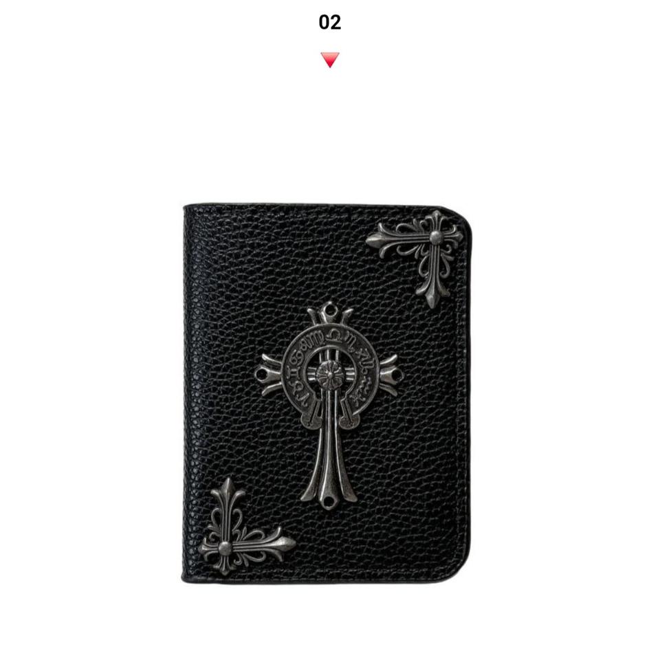 크롬 십자가메탈 복고가죽 반지갑 접이식지갑<무배>남여공용 NO.2