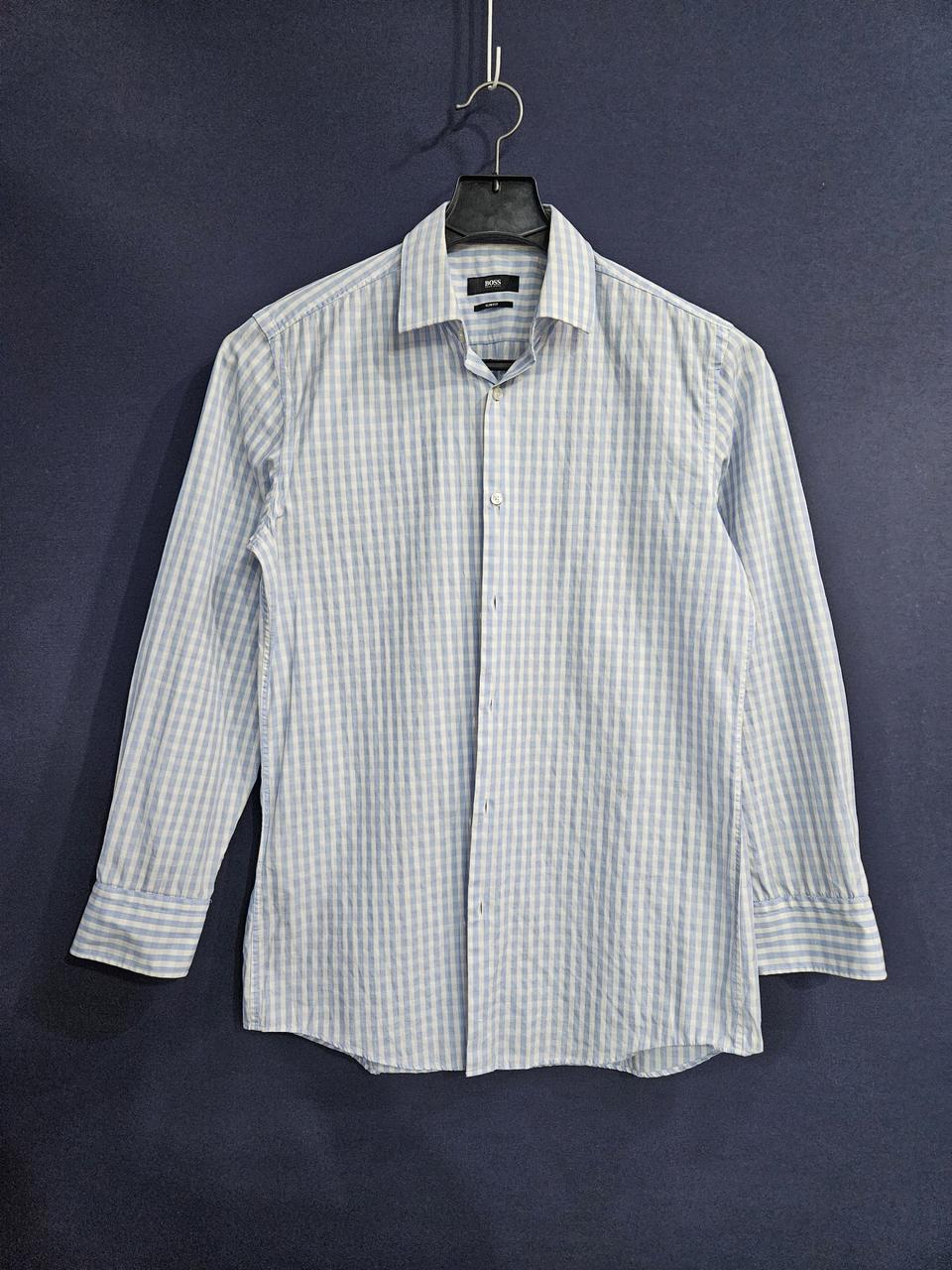 휴고보스 스트라이프 체크 남성 슬림핏 90~95 긴팔셔츠