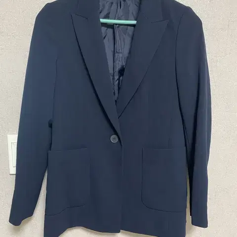 네이비 원버튼 자켓 오버핏 박시 빅사이즈 면접 상견례