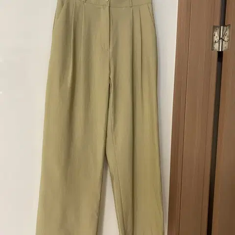 오로지 민트 메로나 라임 핀턱 슬랙스 바지 팬츠 간절기 출근룩 오피스룩