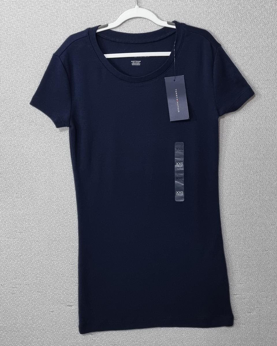 새상품 XXS) 타미힐피거 네이비 반팔티 