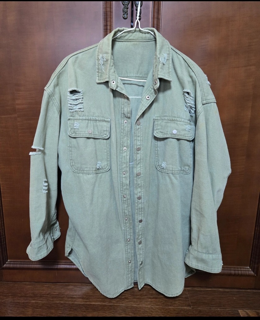 데미지 워싱 셔츠 남방