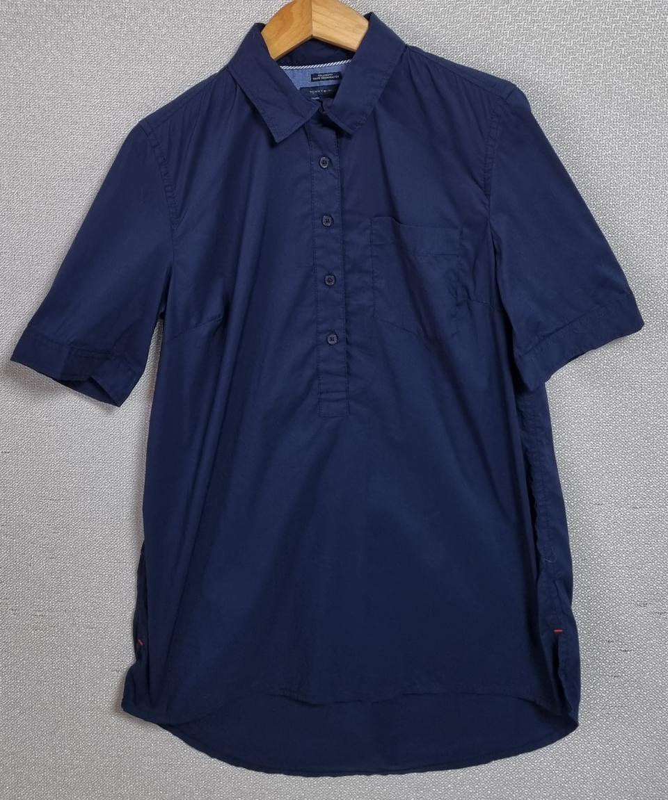 XS (44) 타미힐피거 네이비 반팔 셔츠 블라우스 