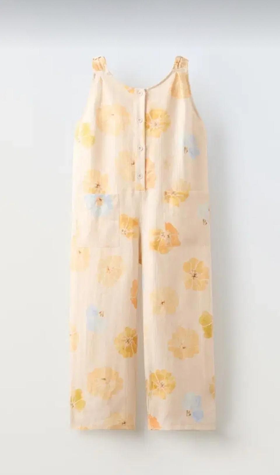 자라키즈 플라워 리넨 롱 점프수트 11-12y 새상품