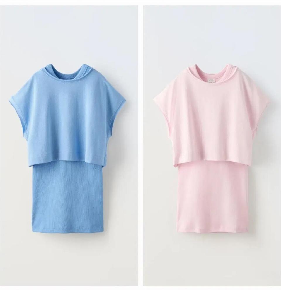 자라키즈 티셔츠 콤비 리브드 원피스 새상품