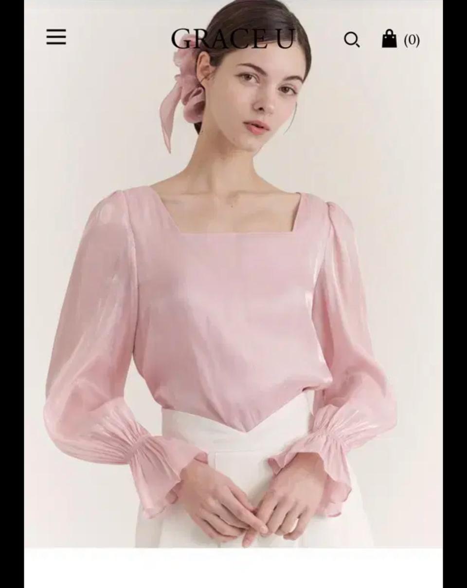 그레이스유 새틴 블라우스 핑크
