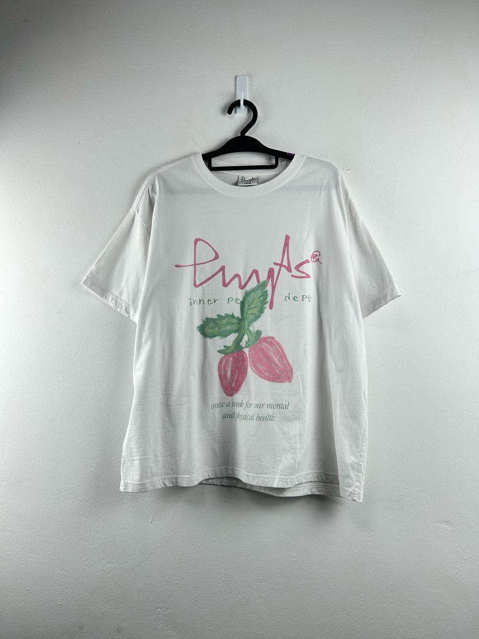 피지컬에듀케이션 핑크딸기 오버핏 반팔티 여성 L