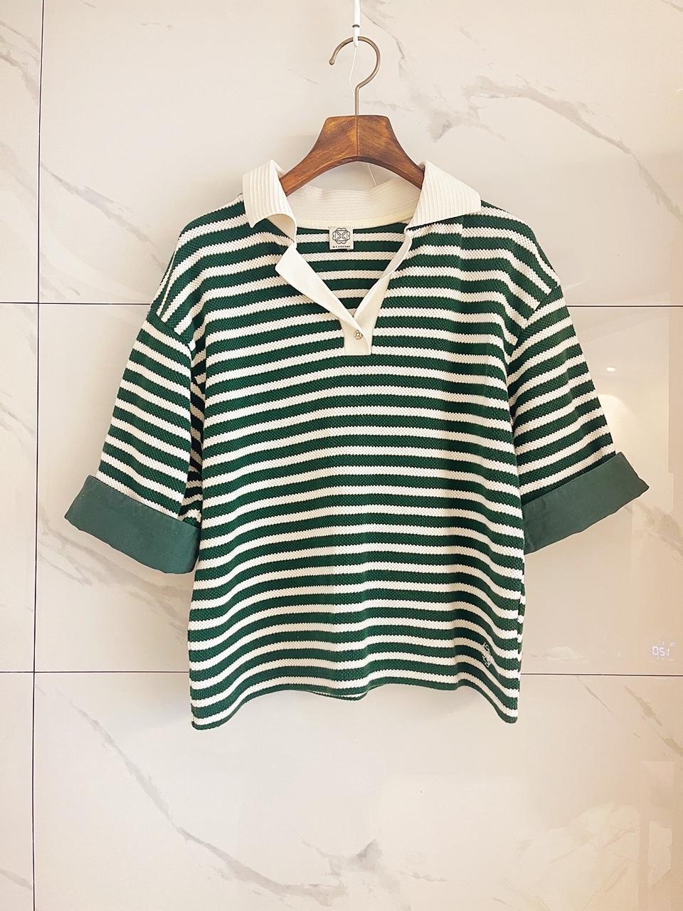 ATCORNER 앳코너 스트라이프 카라티 반팔럭비티