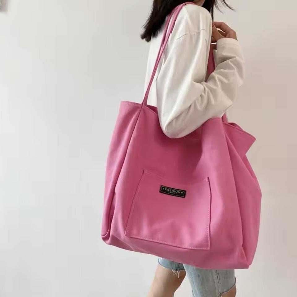 새) 핫핑크 여성 캔버스백 숄더백