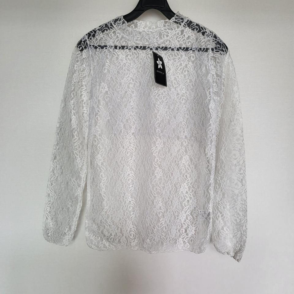 화이트 물결 레이스 긴팔