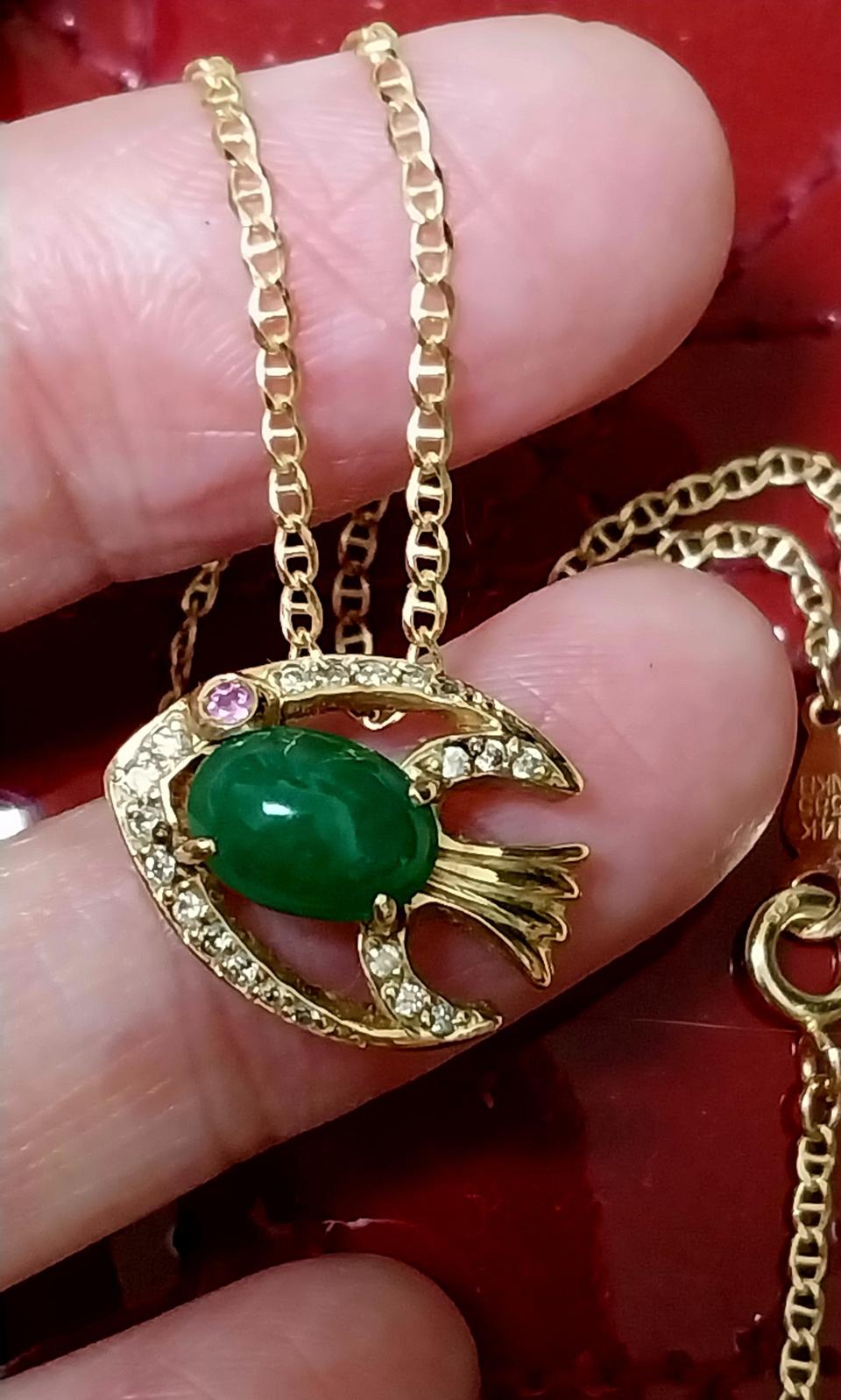 14k천연원석,다이아열대어 목걸이(엘로우)