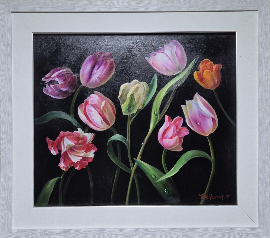 전태흥 화백- 튤립(10호)/출품작/보증서