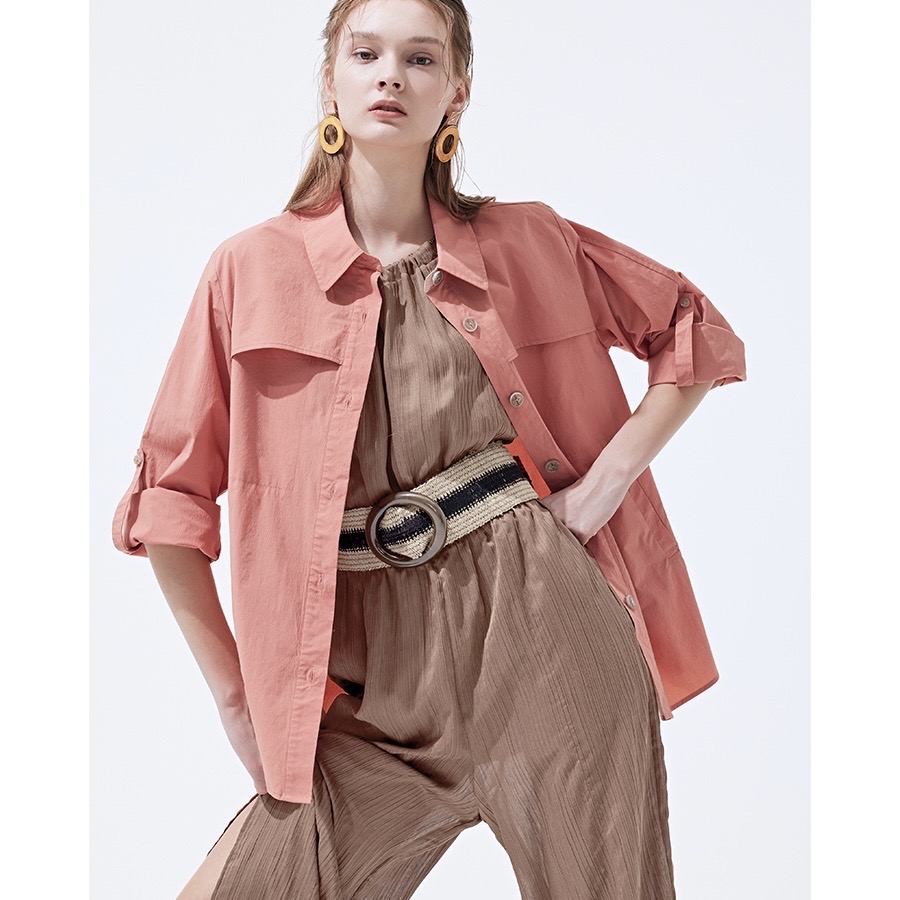 [새상품] 비지트인뉴욕 벨티드 트렌치 자켓 코랄 55