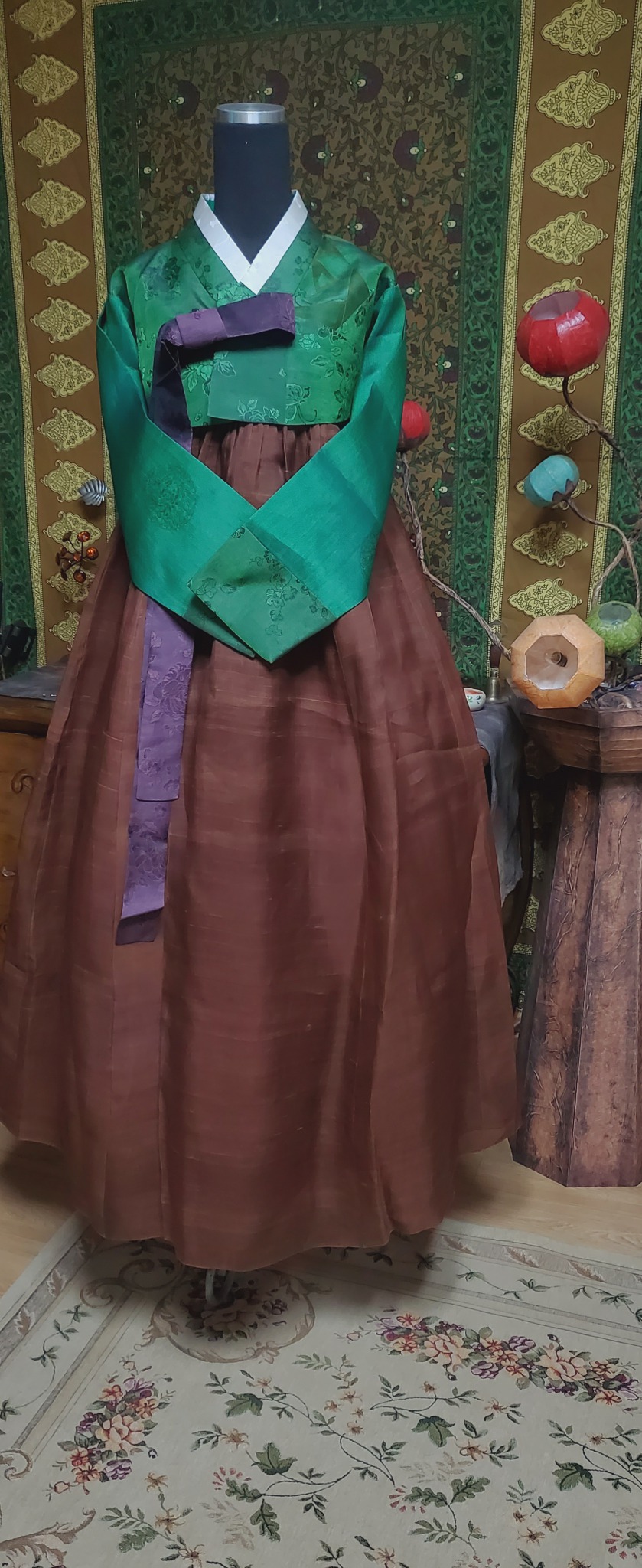 (맞춤)고급한복셋트55-66  저고리반품44  원피스반품44  총장128