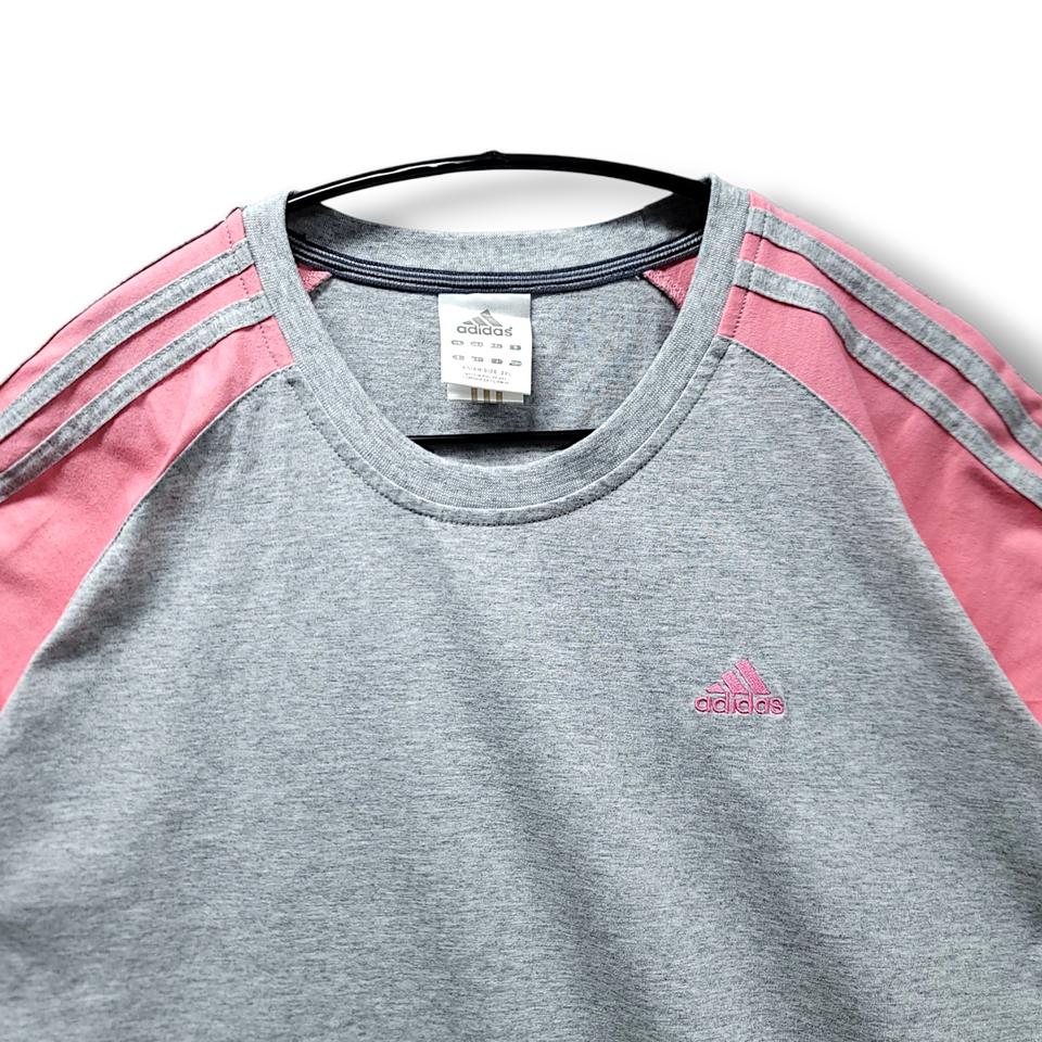 [2XL] 아디다스 퍼포먼스 핑크&그레이 래글런 반팔티셔츠