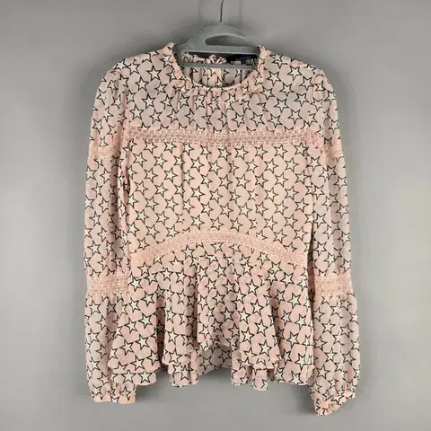 [무료배송]SJYP 여성 XS 쉬폰 레이스 핑크 별 긴팔 블라우스