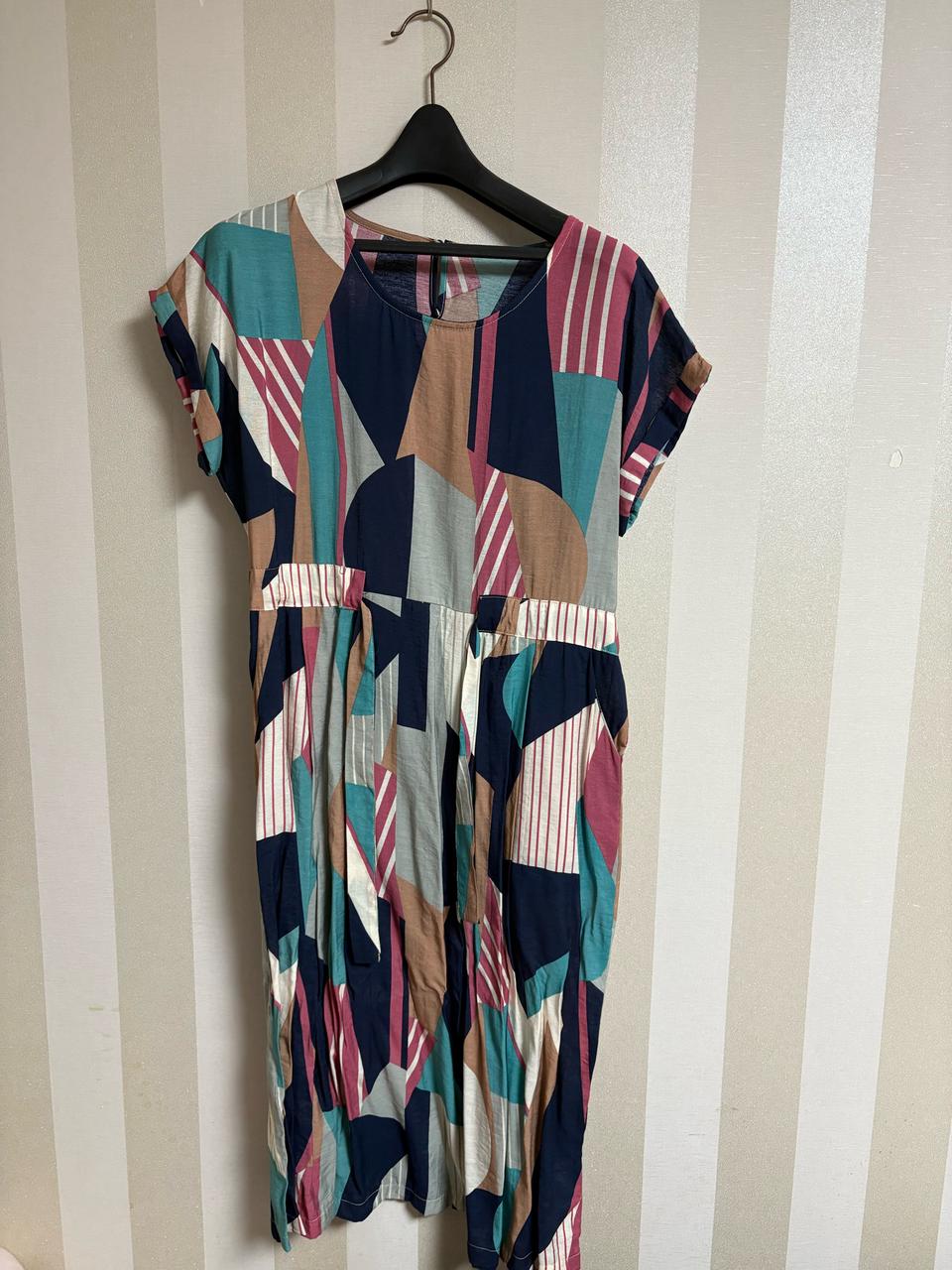 패턴 반팔 원피스