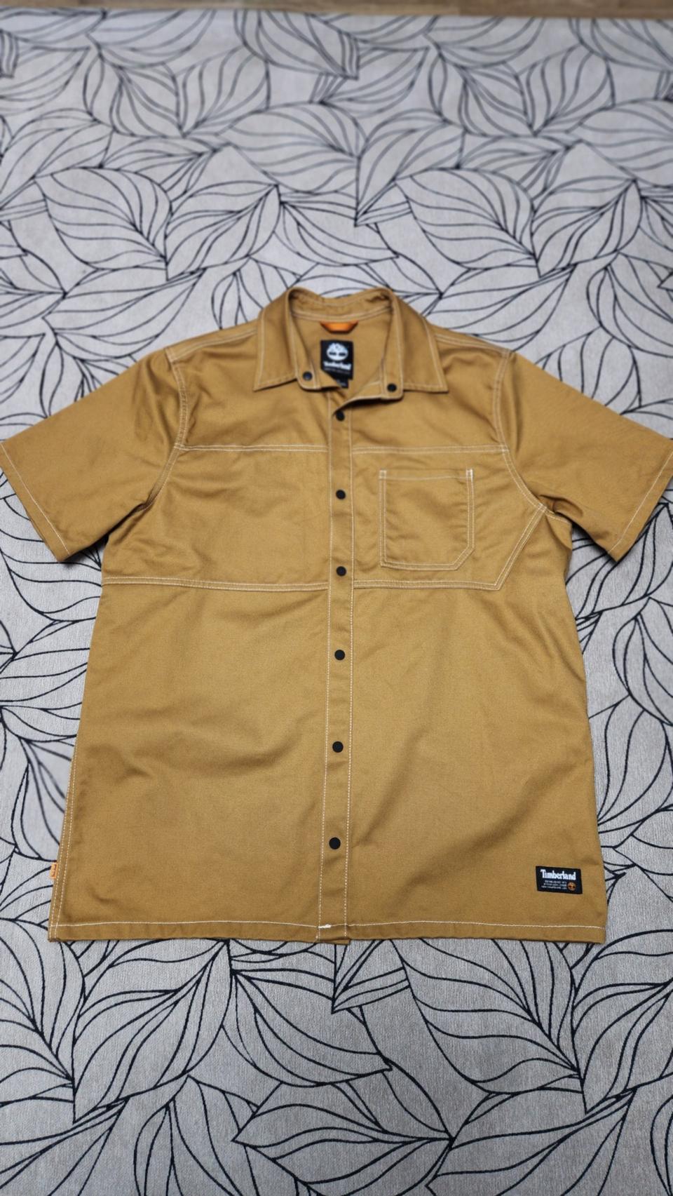 팀버랜드 데님 카멜 반팔 셔츠 L