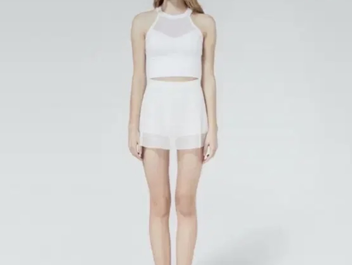 핫한 폴웨어 상의 블레나 메쉬 크롭 탑 홀터넥 화이트 s