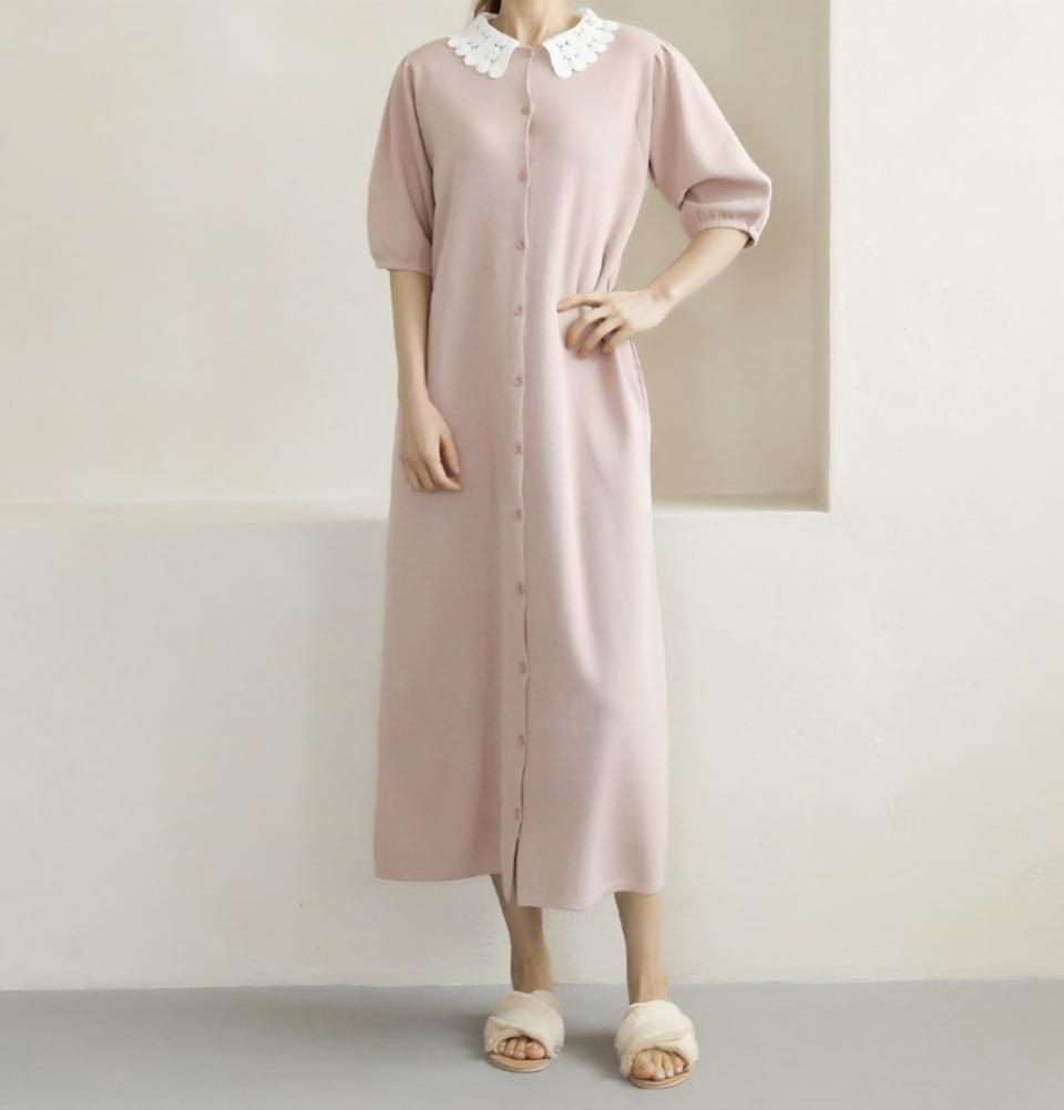 니트 반팔 롱원피스