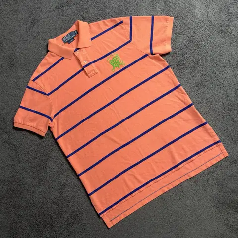 폴로랄프로렌 오렌지 커스텀핏 스트라이프 반팔 카라티