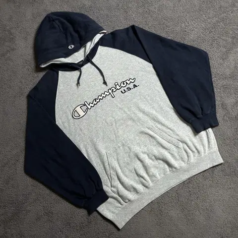 챔피온 그레이:네이비 올드 후드티