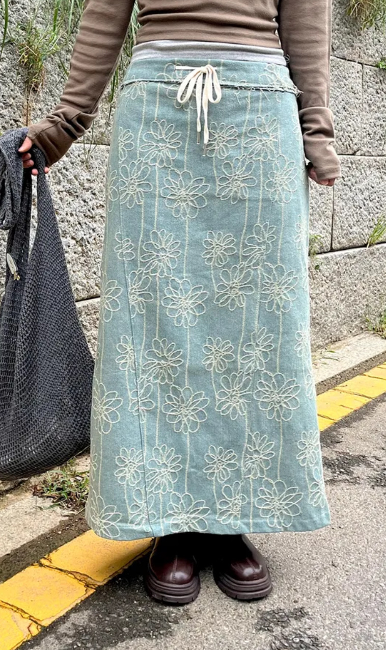 꽃자수 청치마