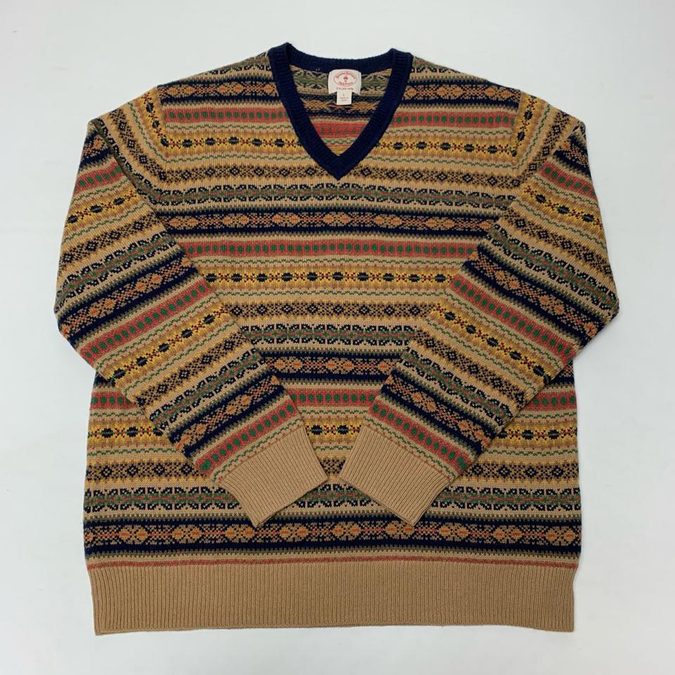 브룩스브라더스 브이넥 페어아일 니트 스웨터 (L)