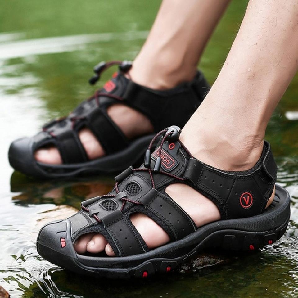 천연가죽 남자샌들 4컬러 남자 트레킹/ LUQ007