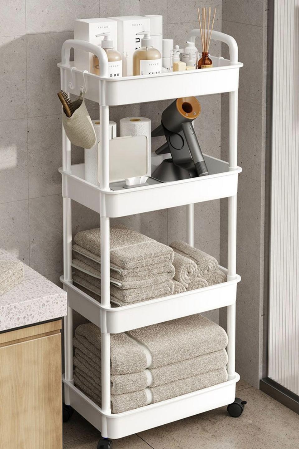 ⛔ 이동식 선반 수납장 4단 욕실 주방 수납함