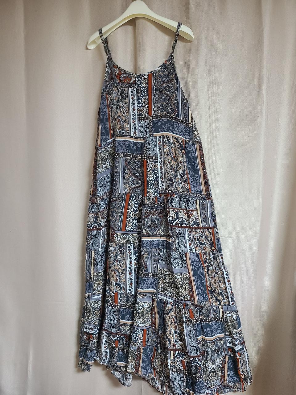 끈나시 패턴 롱원피스