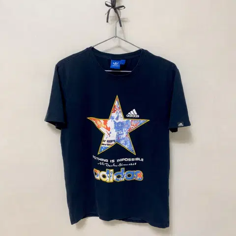 아디다스 별 로고 L 100 네이비 반팔 티셔츠