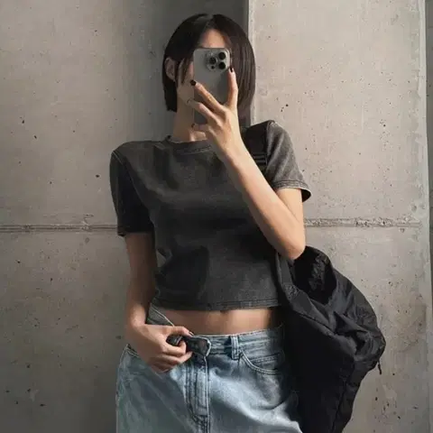 155. 라걸 룩넌 피그먼트 코튼 페퍼티셔츠 블랙/FREE