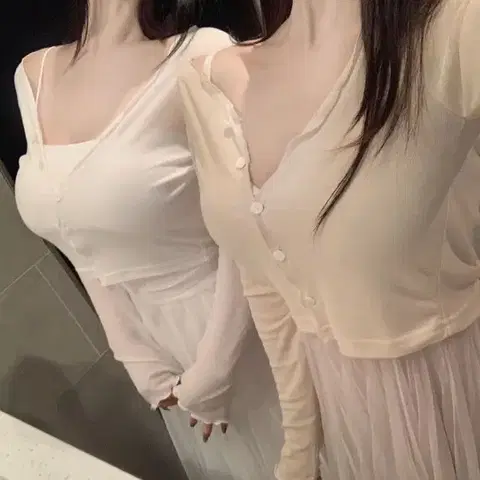 176. 베이지그레이 텐셀 여리스림 시스루 가디건 옐로우/FREE