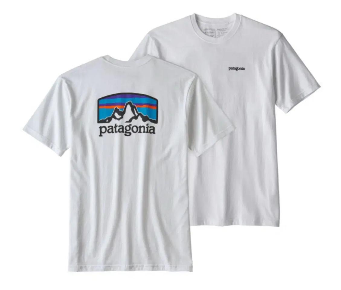 파타고니아 마운틴 로고 반팔 화이트 새상품 (S, M, L, XL)