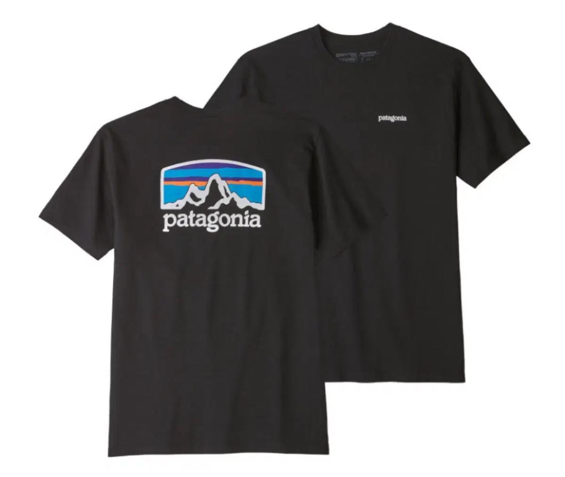 파타고니아 마운틴 로고 반팔 블랙 새상품 (S, M, L, XL)