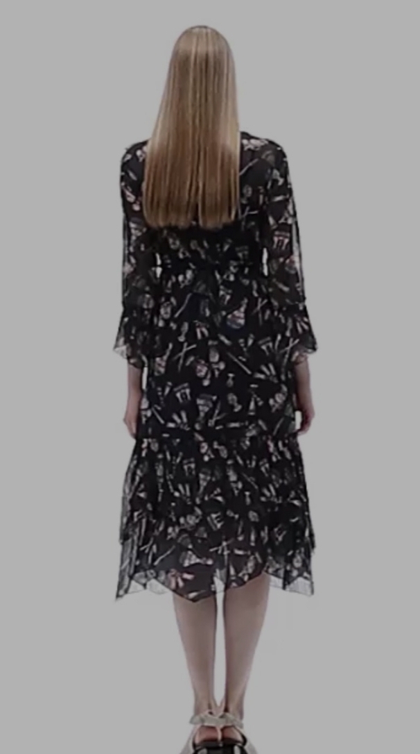 한섬 오즈세컨 쉬폰 프릴 언밸런스 원피스 44~55