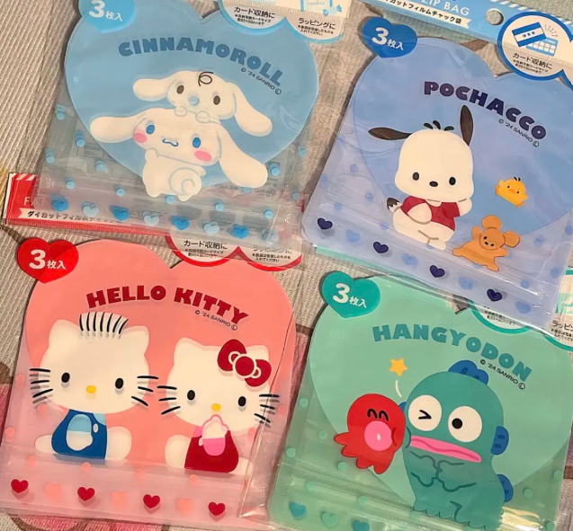 산리오 지퍼백 5종 키티 한교동 포차코 시나모롤 폼폼푸린