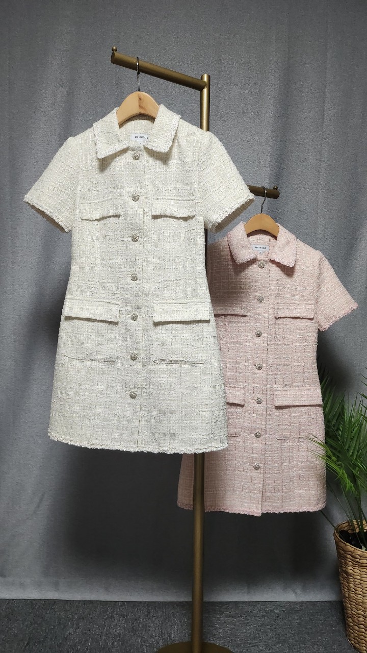 카라 트위드 원피스(아이. 핑크)