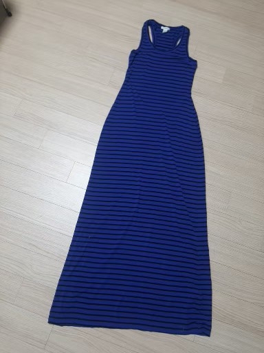 새)스트라이프 롱롱 민소매 원피스 free