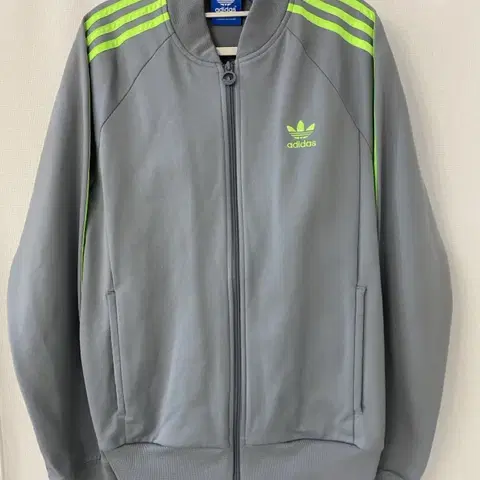 100)아디다스 슈퍼스타 져지 집업_회색/형광