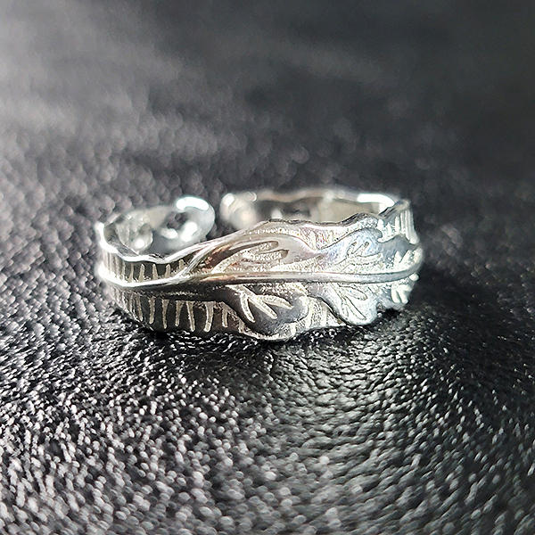 Thesiger 실버 남자 엔틱 빈티지 선물 소품 나뭇잎 반지