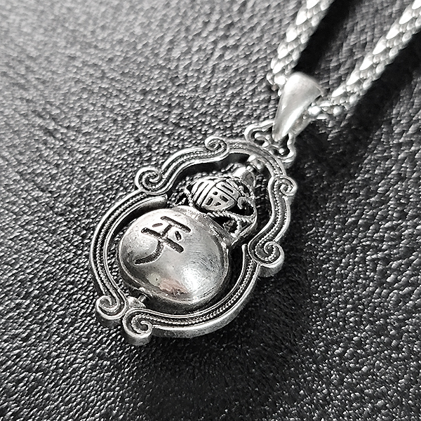 Gourd 백동 펜던트 엔틱 선물 불교 남자 목걸이
