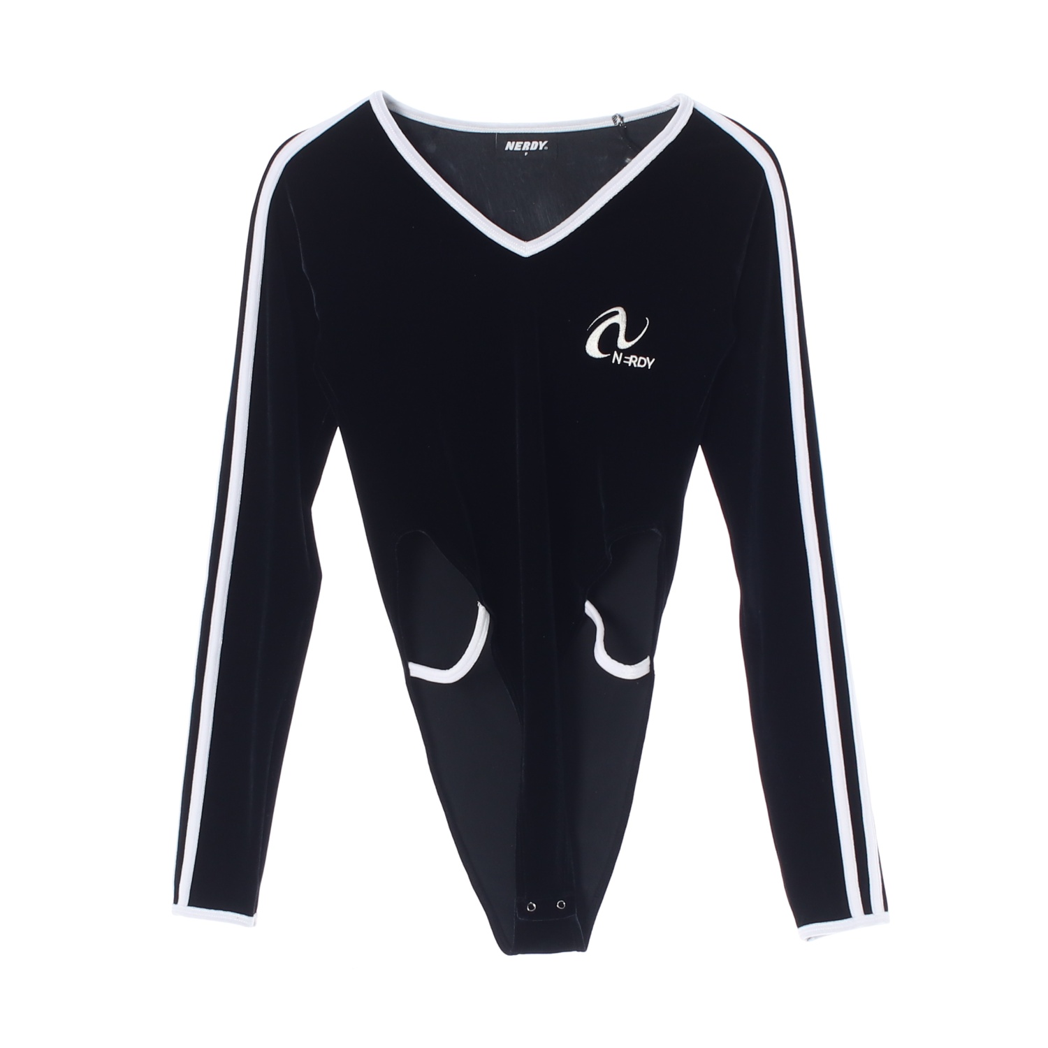 [M]널디 블랙 브이넥 긴팔 티셔츠 바디수트