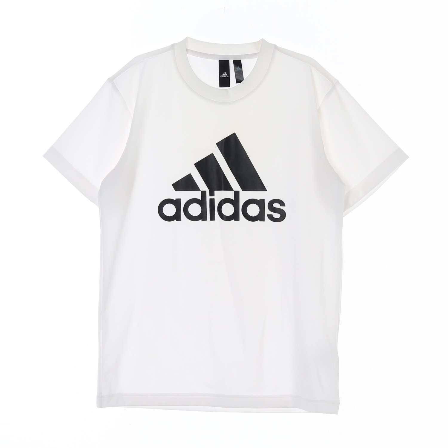 [L]아디다스 블랙 빅로고 아이보리 반팔 크루넥 티셔츠